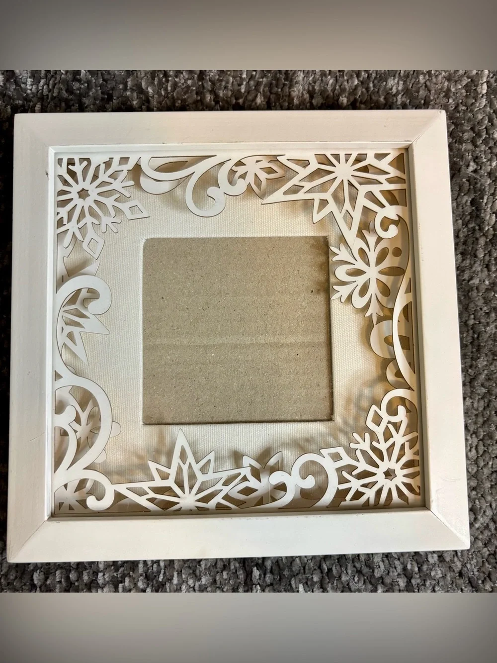 Pier 1 White Layered Snowflake Cutout Picture Frame